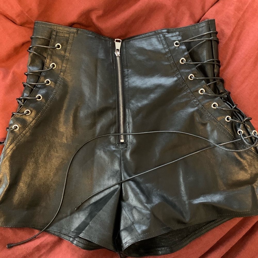 Leather shorts